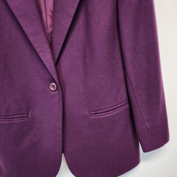 Vintage Sag Harbor Purple Wool Blazer Size 12 Relaxed Fit One Button Lined - Picture 3 of 9